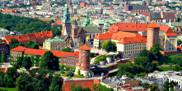 Wawel castle aerial view from above