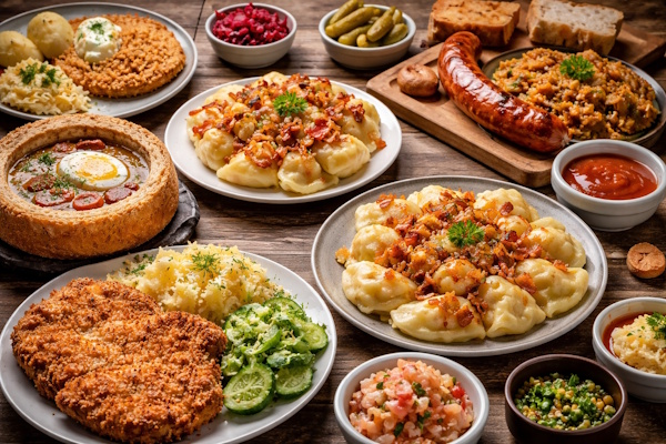 Plates with polish food
