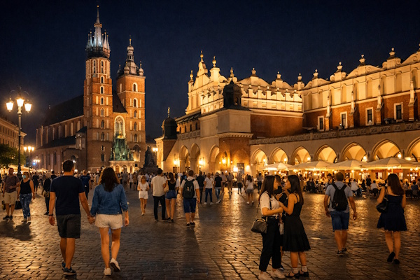 Krakow Main Square at Night